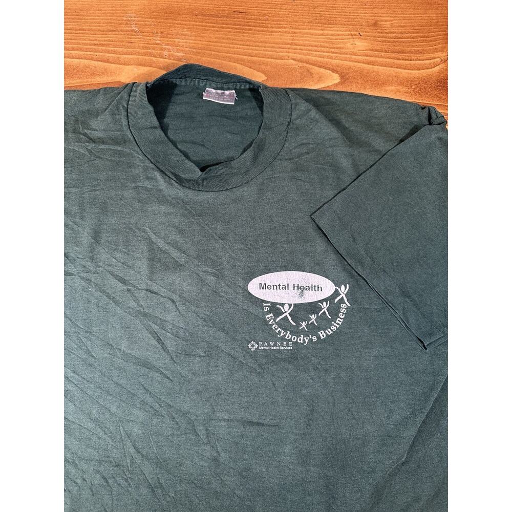 Vintage Fruit Of The Loom Best Tee Shirt Pawnee Mental Health Matters 90s XL